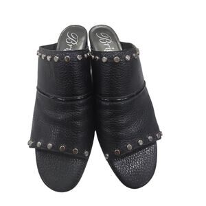 Brighton TAP Black Leather Metal Studs Mules
